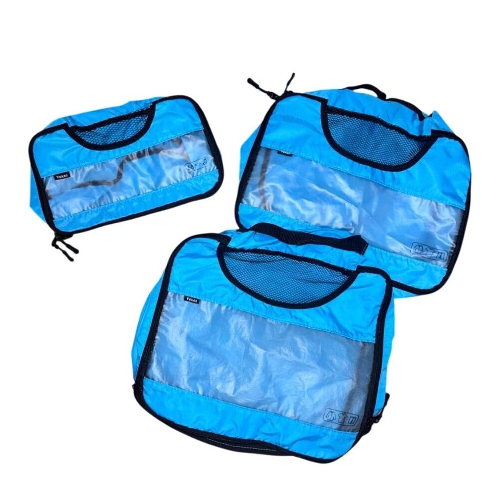 3-Piece Veken Packing Cubes Set Travel Organizer With Zipper & Mesh Panels